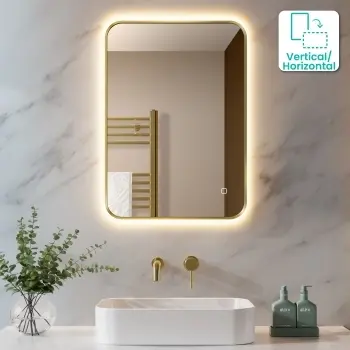 Nina Brushed Brass Backlit Illuminated LED Mirror 700x500mm