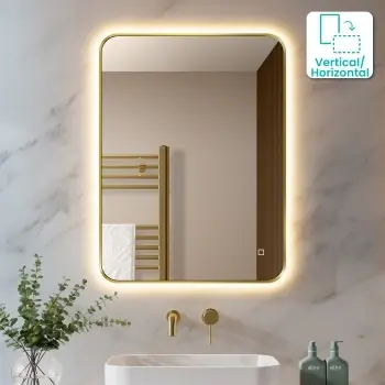 Nina Brushed Brass Backlit Illuminated LED Mirror 800x600mm