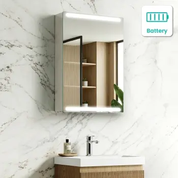 Felicity Battery Powered Gloss White LED Mirror Cabinet 700x500mm
