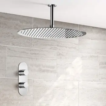 Ballina Premium Ceiling Chrome Round Thermostatic Shower Set - 400mm Head