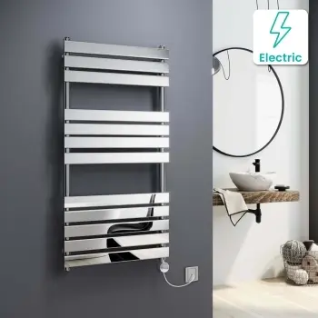 Santorini Electric Chrome Flat Panel Heated Towel Rail 1200x600mm