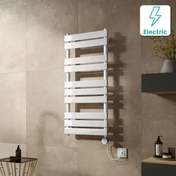 Santorini Electric White Flat Panel Heated Towel Rail 1000x450mm