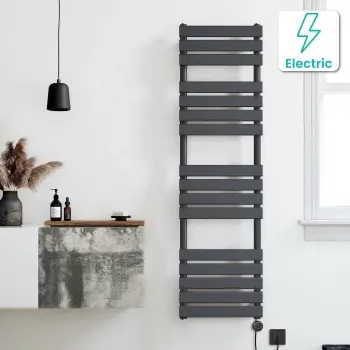 Santorini Electric Anthracite Flat Panel Heated Towel Rail 1600x450mm