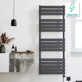 Santorini Electric Anthracite Flat Panel Heated Towel Rail 1600x600mm