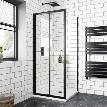 London Matt Black 6mm Bifold Shower Enclosure 800x800mm