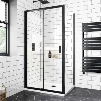 London Matt Black 6mm Bifold Shower Enclosure 1000x700mm