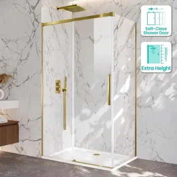 Lisbon Brushed Brass 8mm Sliding Shower Enclosure 1200x700mm
