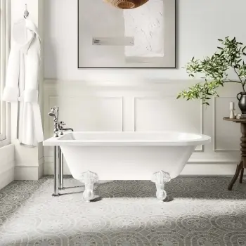 Abingdon 1500mm Single Ended Roll Top Bath - White Ball Feet