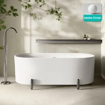 Shore 1700 Matt White Freestanding Bath - Gunmetal Feet