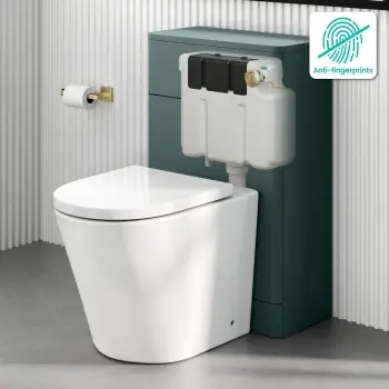 Detroit Cable Operated Concealed Cistern With Brushed Brass Round Push Button Dia.48mm