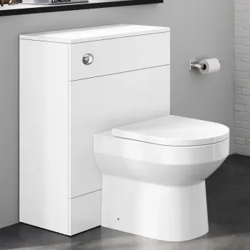 Harper Gloss White Back To Wall Unit and Miami Toilet
