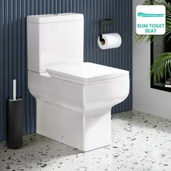 Portland Fully Back to Wall Close Coupled Toilet With Soft Close Slim Seat