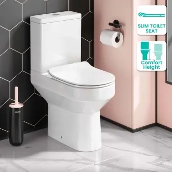 Denver Rimless Comfort Height Close Coupled Toilet With Soft Close Slim Seat