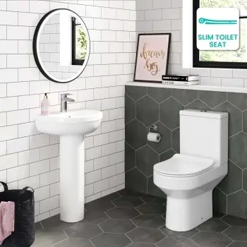 Denver Rimless Close Coupled Toilet & Pedestal Basin Set