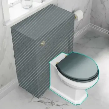 Hudson Traditional Back To Wall Toilet With Midnight Green Wooden Seat - Brushed Brass Hinges
