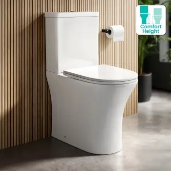 Brooklyn Rimless Comfort Height Close Coupled Toilet With Premium Soft Close Slim Seat