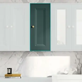 Midnight Green Wall Hung Cabinet 700x300mm - Brushed Brass Accents