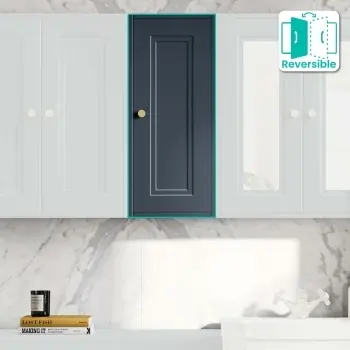 Inky Blue Wall Hung Cabinet 700x300mm - Brushed Brass Accents