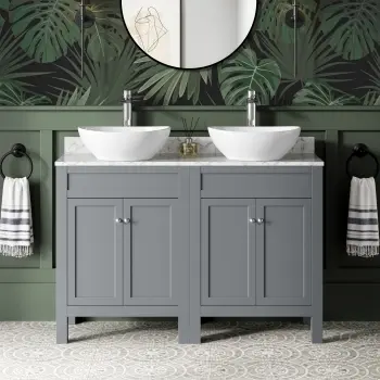 Bermuda Dove Grey Vanity with Marble Top & Oval Counter Top Basin 1200mm