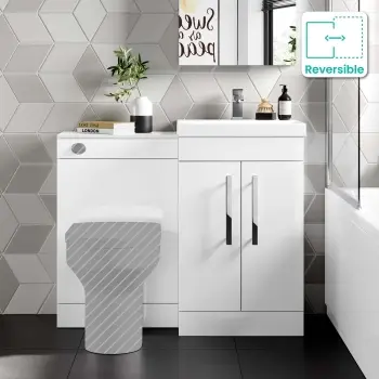 Avon Gloss White Basin Vanity and Back To Wall Unit 1000mm