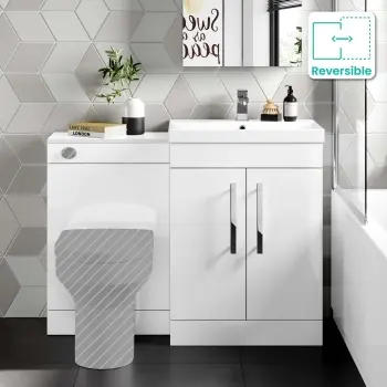 Avon Gloss White Basin Vanity and Back To Wall Unit 1100mm