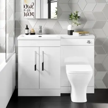 Avon Gloss White Combination Vanity Basin and Atlanta Toilet 1100mm - Left Handed