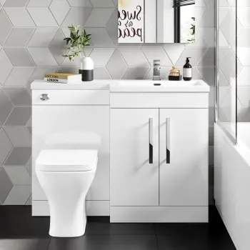 Avon Gloss White Combination Vanity Basin and Atlanta Toilet 1100mm - Right Handed