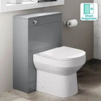 Avon & Trent Stone Grey Slimline Back To Wall Unit and Miami Toilet