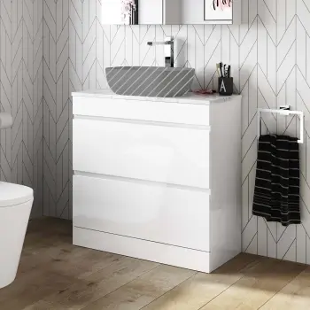 Trent Gloss White Drawer with Marble Top 800mm - Excludes Counter Top Basin