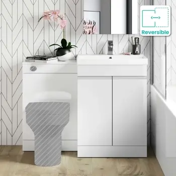 Trent Gloss White Basin Vanity and Back To Wall Unit 1100mm