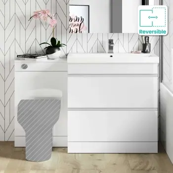 Trent Gloss White Basin Drawer and Back To Wall Unit 1300mm