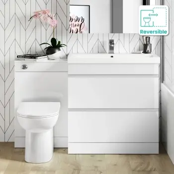 Trent Gloss White Combination Basin Drawer and Aruba Toilet 1300mm