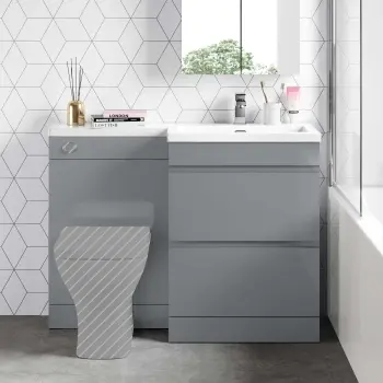 Trent Stone Grey Basin Vanity Drawer and Back To Wall Unit 1100mm - Right Handed