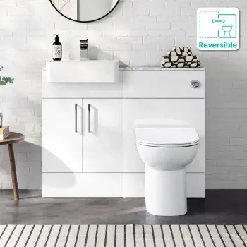 Harper Gloss White Combination Vanity Basin with Marble Top & Aruba Toilet 1000mm