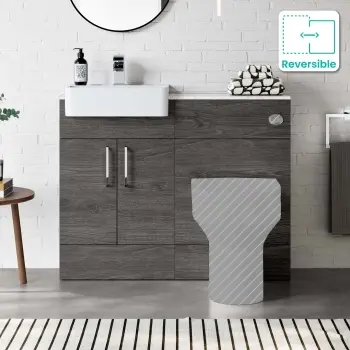 Harper Charcoal Elm Basin Vanity with Marble Top & Back To Wall Unit 1000mm
