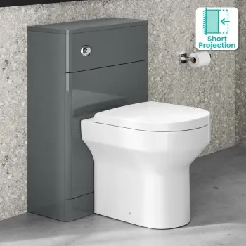 Corsica Curved Storm Grey Slimline Back To Wall Unit and Denver Toilet