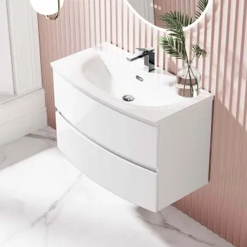 Bali Gloss White Wall Hung Basin Drawer Vanity 800mm