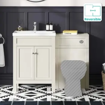 Bermuda Chalk White Basin Vanity and Back To Wall Unit 1100mm (Excludes Pan & Cistern)