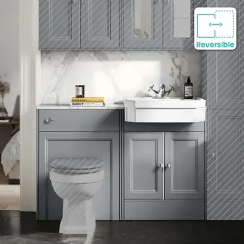 Monaco Dove Grey Vanity Traditional Basin with Marble Top 1200mm (Excludes Pan & Cistern)
