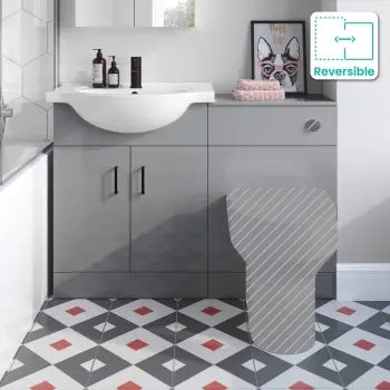 Quartz Stone Grey Basin Vanity and Back To Wall Toilet Unit 1150mm - Black Accents