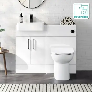 Harper Gloss White Combination Vanity Basin & Aruba Toilet 1000mm - Black Accents