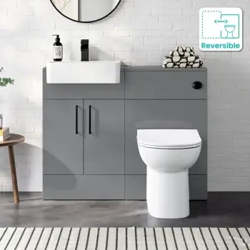 Harper Stone Grey Combination Vanity Basin & Aruba Toilet 1000mm - Black Accents