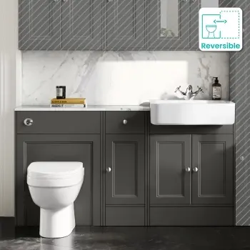 Monaco Graphite Grey Combination Vanity Basin with Marble Top and Seattle Toilet 1500mm