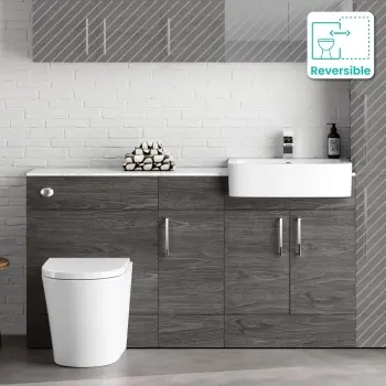 Harper Charcoal Elm Combination Vanity Basin with Marble Top & Boston Toilet 1500mm