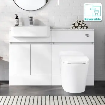Foster Gloss White Combination Vanity Basin with Marble Top & Boston Toilet 1200mm