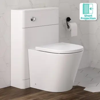Curved Gloss White Slimline Back To Wall Unit and Boston Toilet