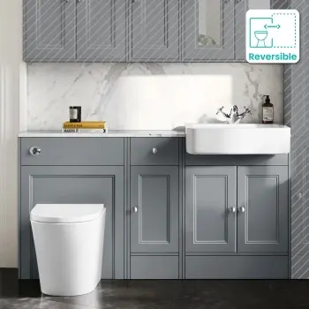 Monaco Dove Grey Combination Vanity Basin with Marble Top and Boston Toilet 1500mm