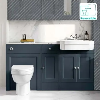 Monaco Inky Blue Combination Vanity Traditional Basin with Marble Top and Seattle Toilet 1500mm