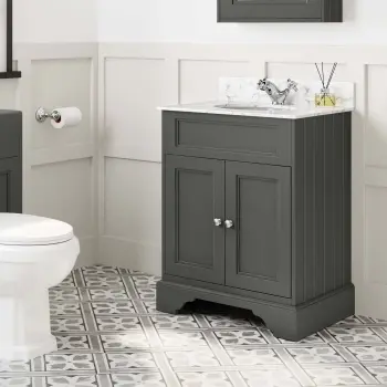 Lucia Graphite Grey Vanity with Marble Top & Undermount Basin 630mm