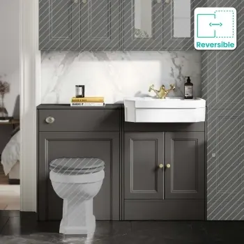 Monaco Graphite Grey Traditional Basin Vanity and Toilet Unit 1200mm (No Toilet) - Brass Accents